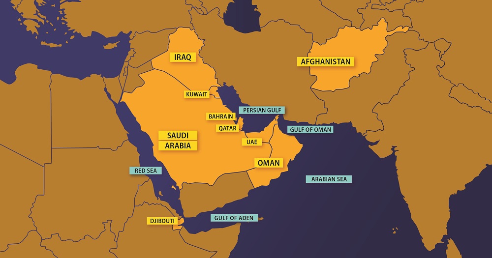 Map of countries where burn pits were common